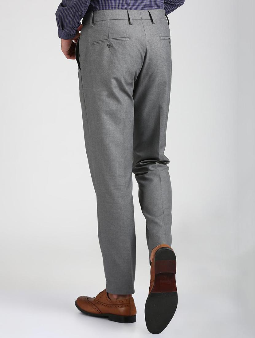 grey polyester blend flat front trousers formal - 15727699 - Zoom Image - 3