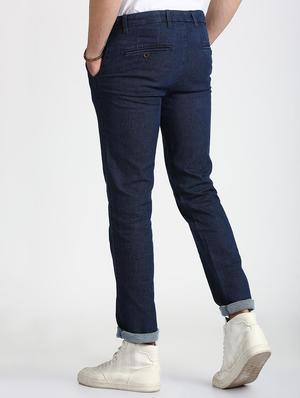 blue cotton blend chinos - 15727700 - Standard Image - 3