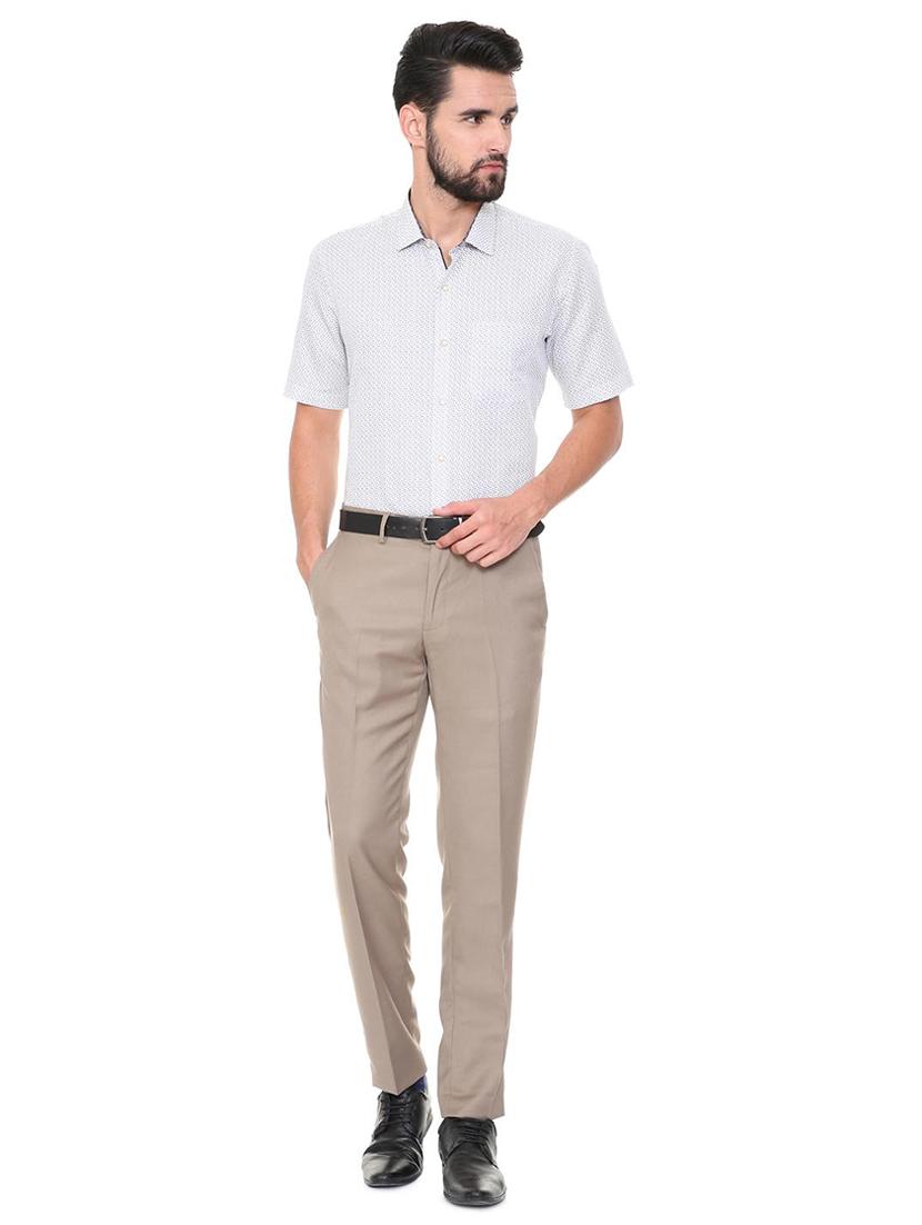 beige terry rayon flat front formal trouser - 15727733 - Zoom Image - 3
