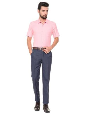 blue polyester blend flat front formal trouser - 15727737 - Standard Image - 3