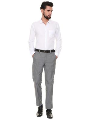 grey polyester blend flat front formal trouser - 15727773 - Standard Image - 3
