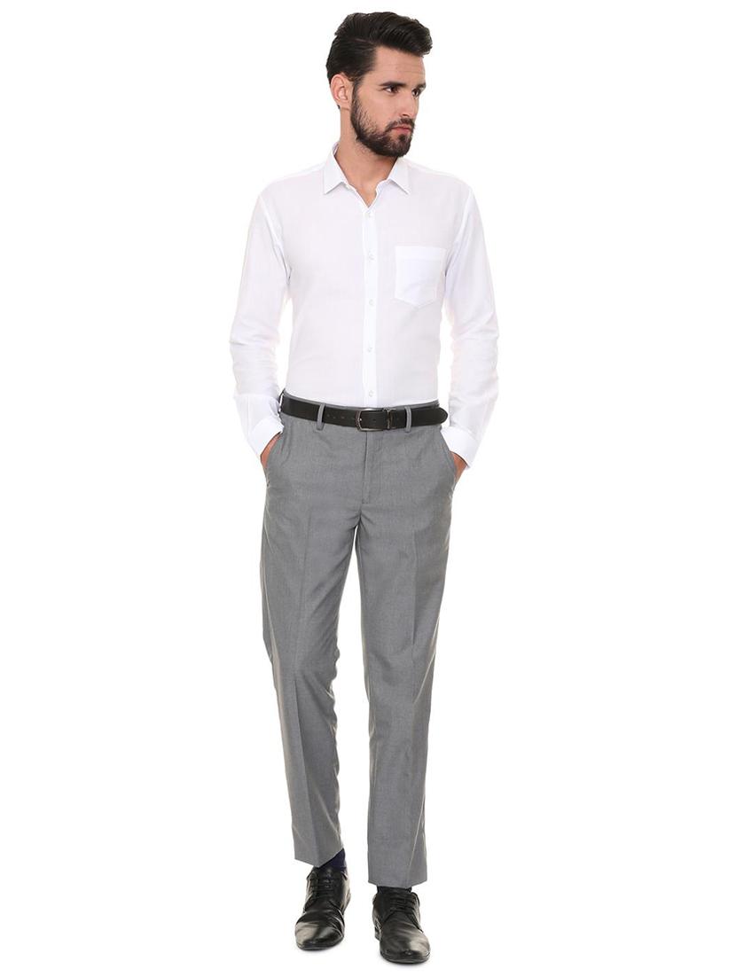 grey polyester blend flat front formal trouser - 15727773 - Zoom Image - 3