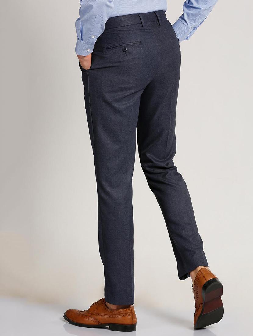 blue polyester blend pleated formal trouser - 15727785 - Zoom Image - 3