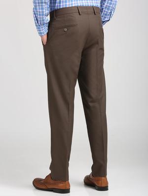 brown polyester blend flat front formal trouser - 15727786 - Standard Image - 3