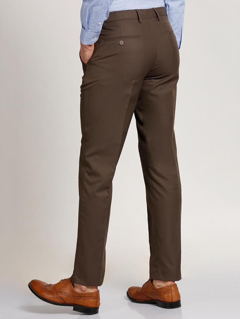 brown polyester blend flat front formal trouser - 15727788 - Zoom Image - 3