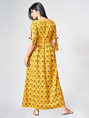 Printed a-line ethnic dress - 15727824 - Standard Image - 3