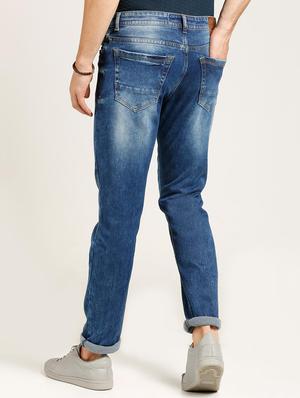 blue cotton blend washed jeans - 15728263 - Standard Image - 3
