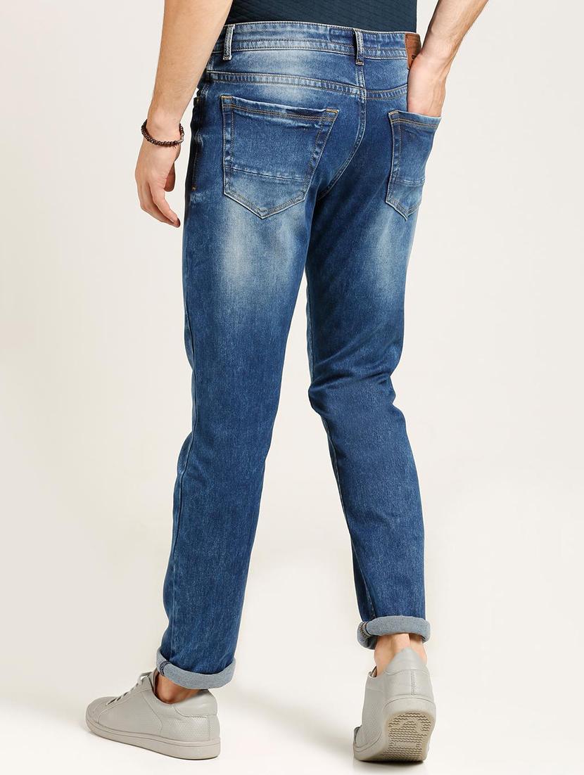 blue cotton blend washed jeans - 15728263 - Zoom Image - 3