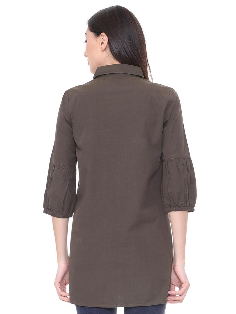 concealed placket embroidered tunic - 15728359 - Zoom Image - 3
