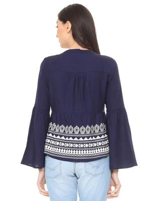 tassel tie up bell sleeved top - 15728391 - Standard Image - 3