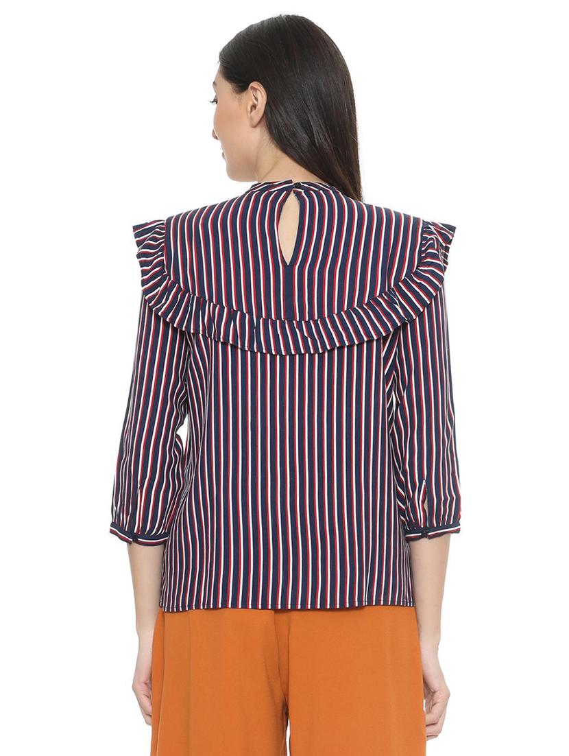 ruffled detail striped top - 15728393 - Zoom Image - 3