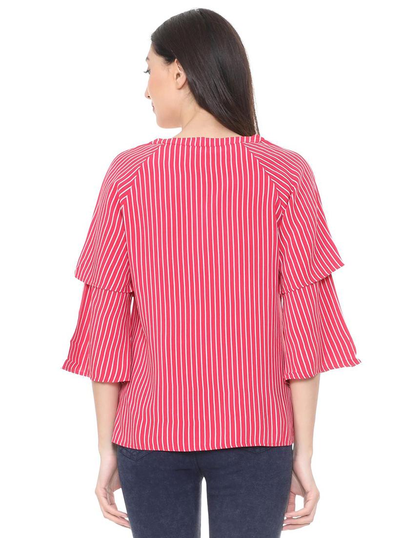 layered sleeved striped boxy top - 15728394 - Zoom Image - 3