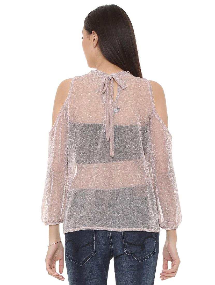 tie up back sheer top - 15728399 - Zoom Image - 3
