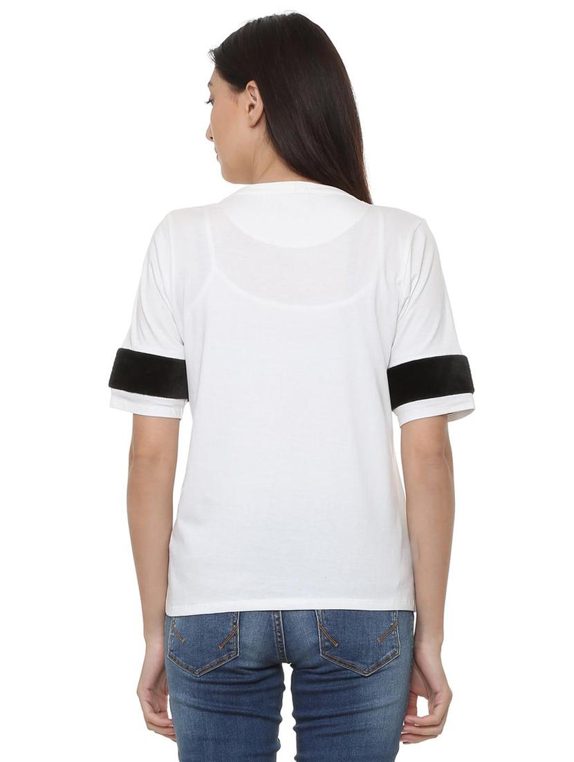 contrast paneled graphic print tee - 15728402 - Zoom Image - 3