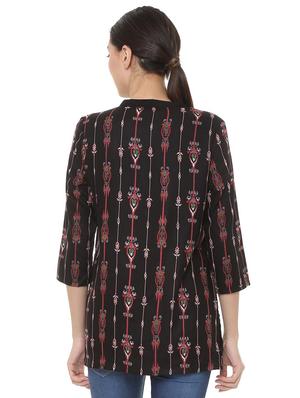 mandarin neck button up tunic - 15728404 - Standard Image - 3