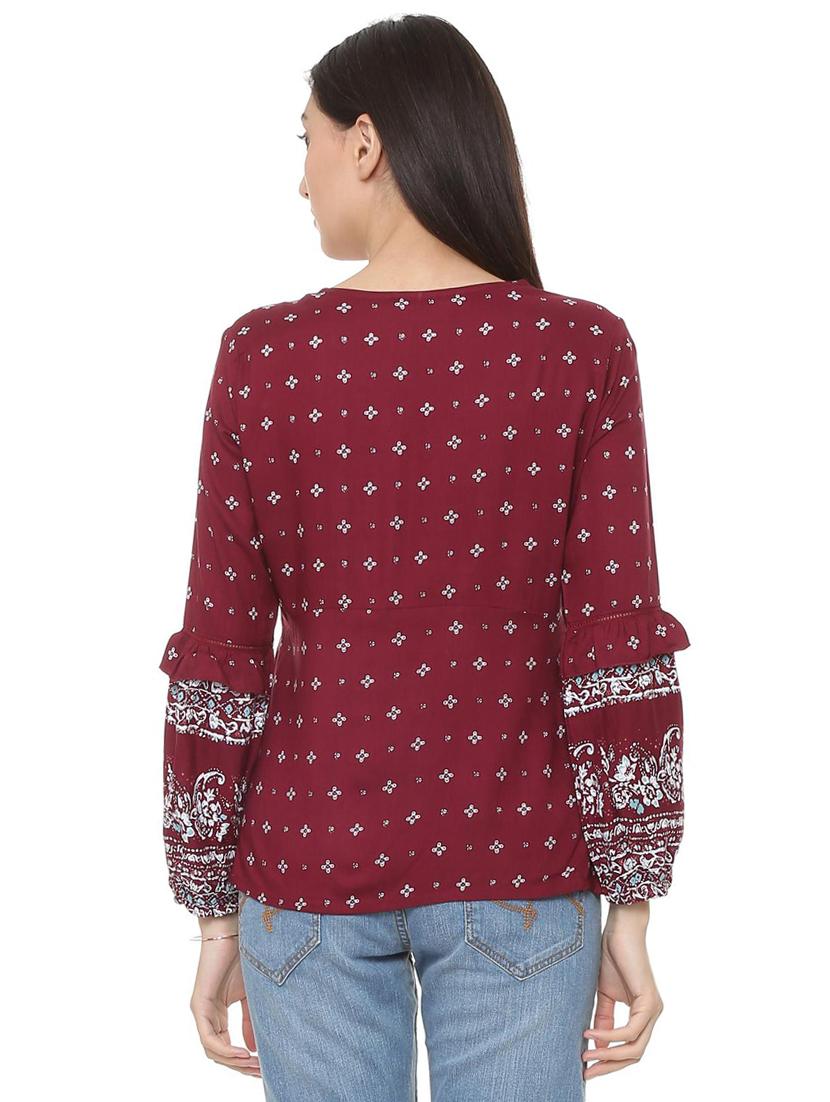 lace trim ruffle detail top - 15728405 - Zoom Image - 3