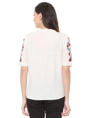 mandarin neck embroidered top - 15728407 - Standard Image - 3
