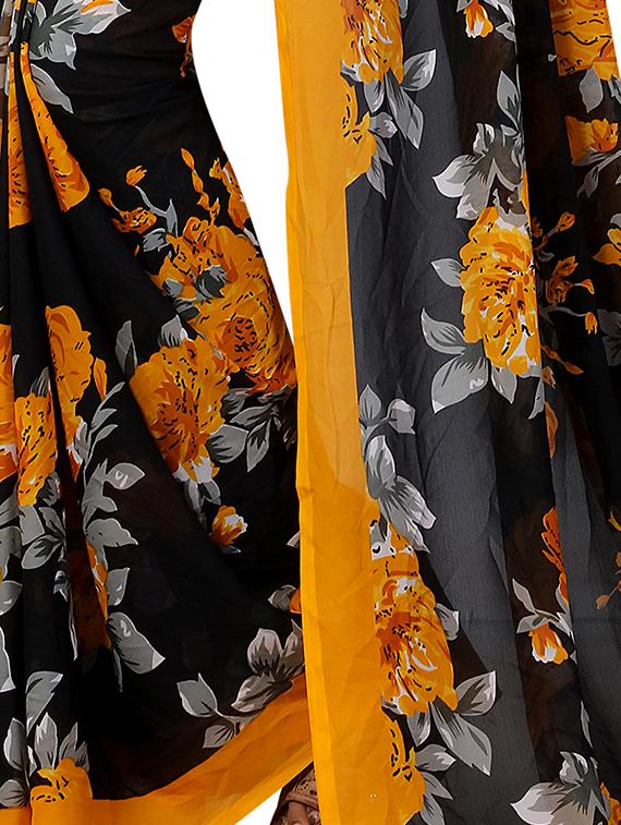 floral printed saree with blouse - 15728446 - Zoom Image - 3