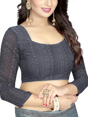 half & half printed saree with blouse - 15728450 - Standard Image - 3