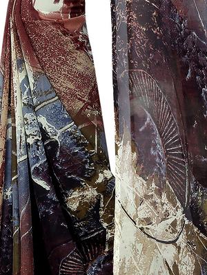 abstract printed saree with blouse - 15728451 - Standard Image - 3