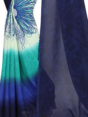floral half & half saree with blouse - 15728453 - Standard Image - 3