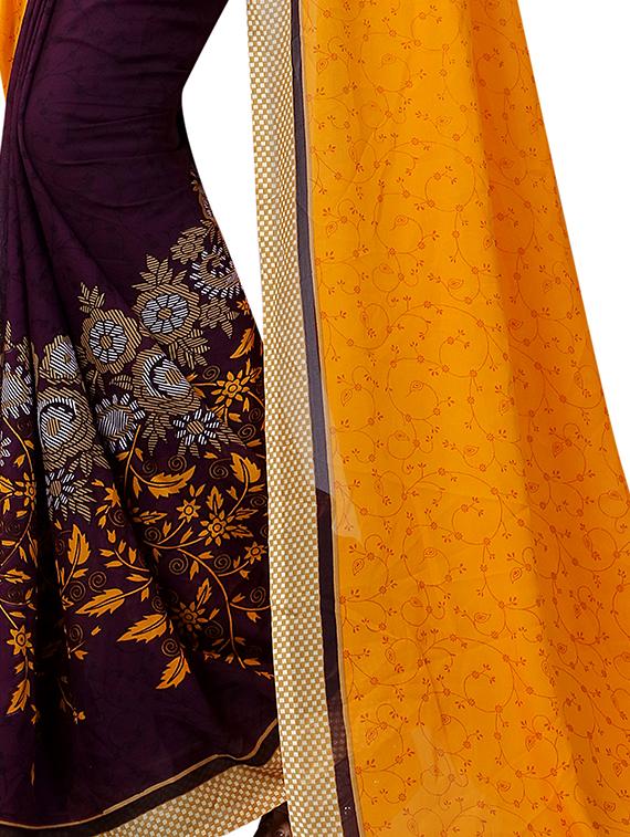 floral half & half saree with blouse - 15728455 - Zoom Image - 3