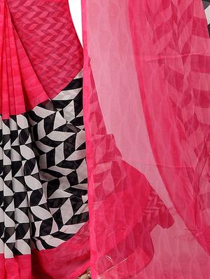 chevron printed saree with blouse - 15728456 - Standard Image - 3