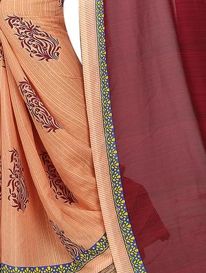 floral half & half saree with blouse - 15728464 - Standard Image - 3