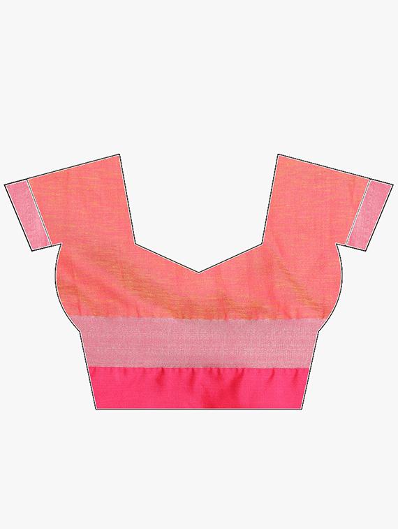 contrast border inen handloom saree with blouse - 15728565 - Zoom Image - 3