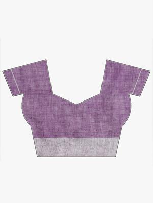 contrast border linen handloom saree with blouse - 15728569 - Standard Image - 3