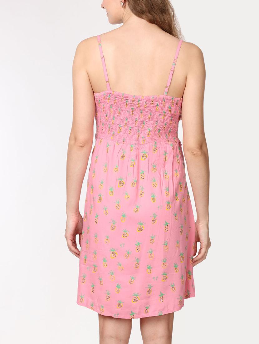 smocked back quirky print a-line dress - 15728577 - Zoom Image - 3