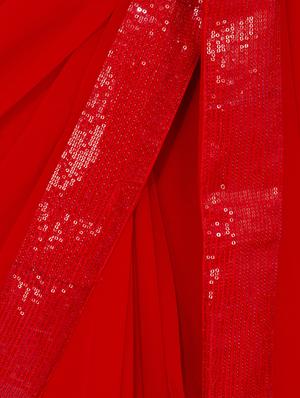 sequined embellished lace border saree with blouse - 15728681 - Standard Image - 3