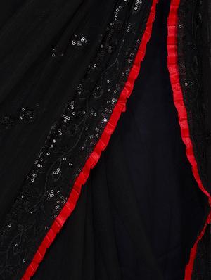 sequined embellished black saree with blouse - 15728682 - Standard Image - 3