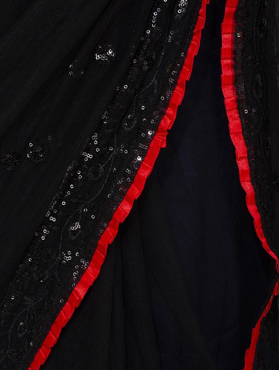 sequined embellished black saree with blouse - 15728682 - Zoom Image - 3