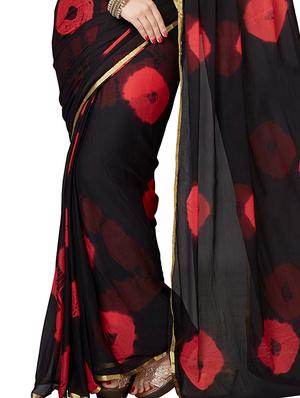 Combo Of 2 black Printed Saree with blouse - 15728693 - Standard Image - 3