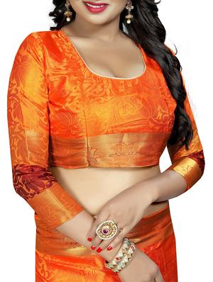 floral zari motif banarasi saree with blouse - 15728869 - Standard Image - 3