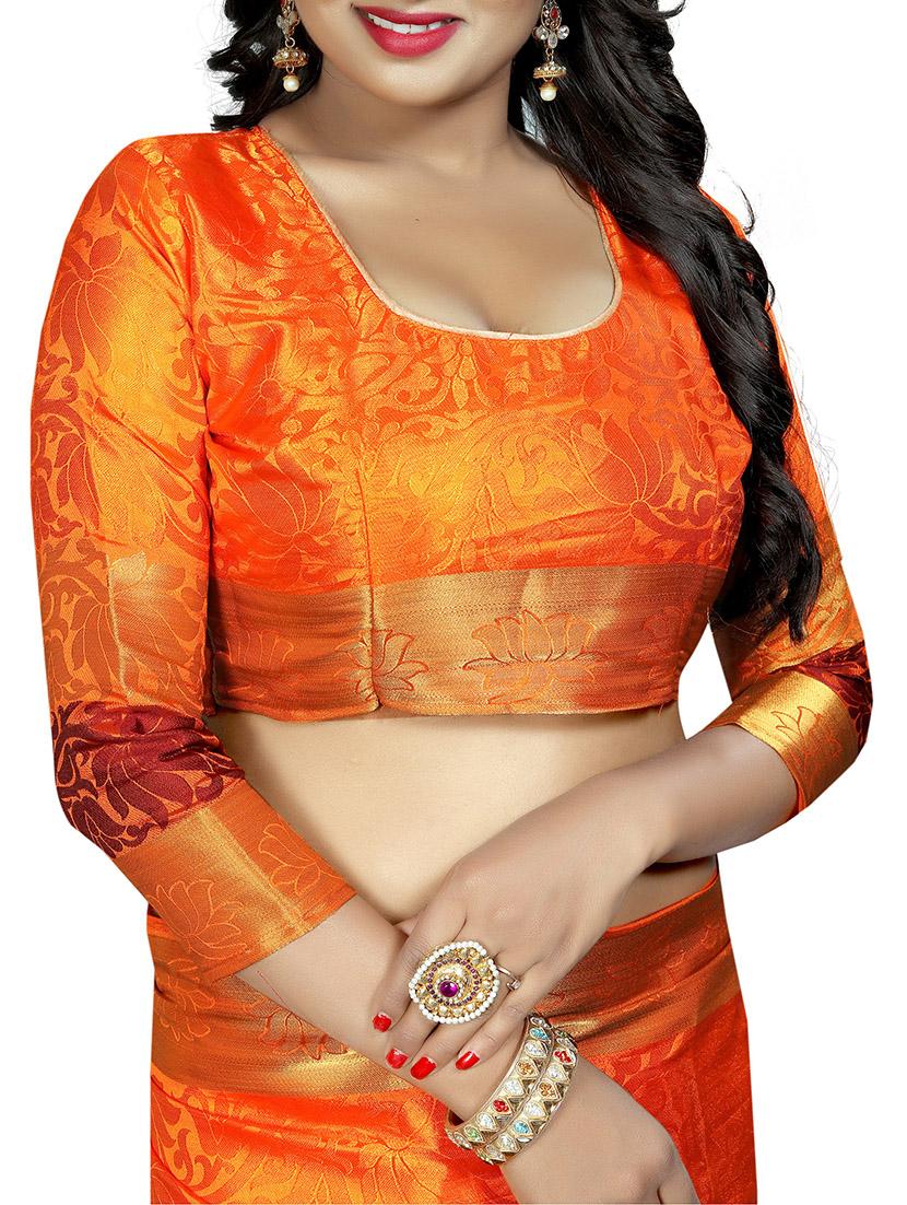 floral zari motif banarasi saree with blouse - 15728869 - Zoom Image - 3