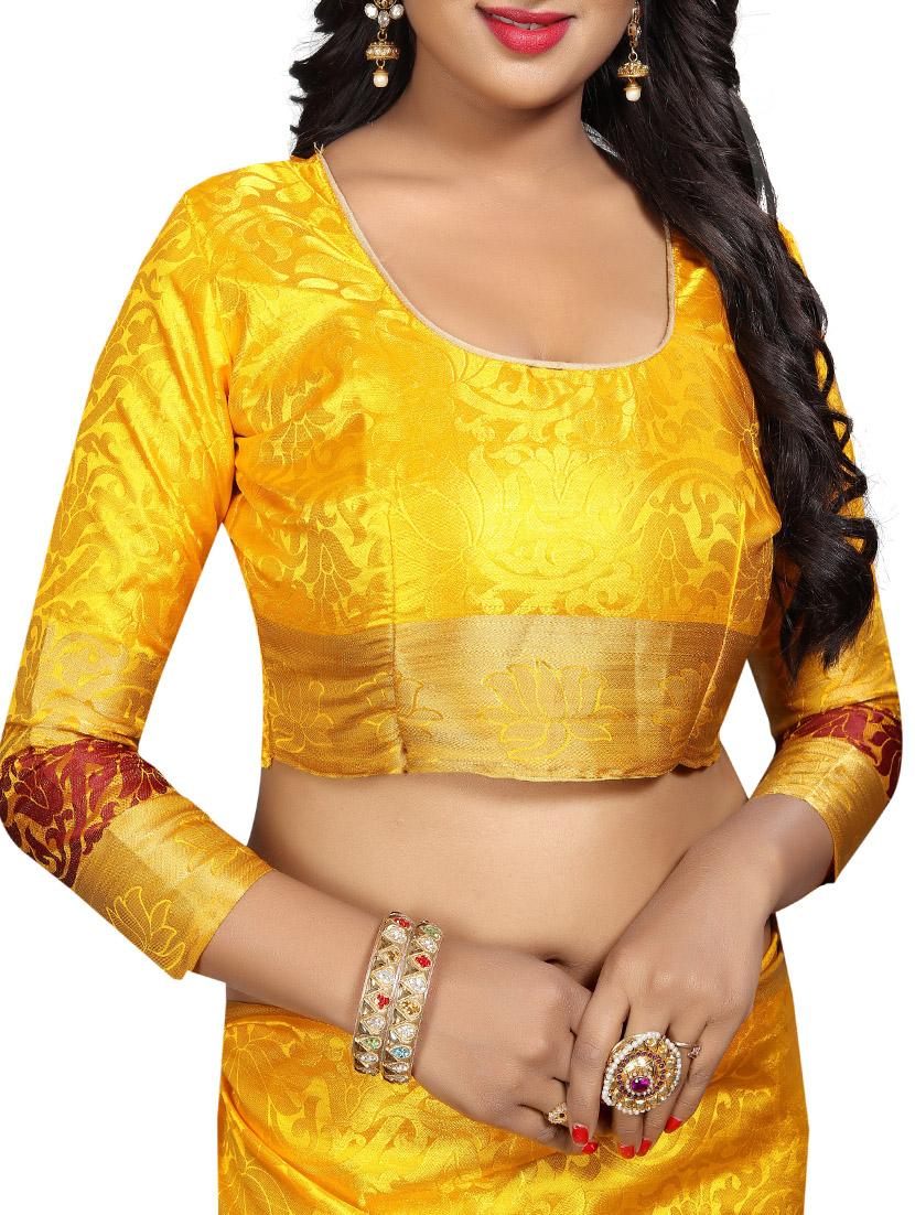 floral zari motif banarasi saree with blouse - 15728870 - Zoom Image - 3