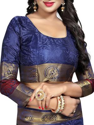 conversational zari motif banarasi saree with blouse - 15728878 - Standard Image - 3