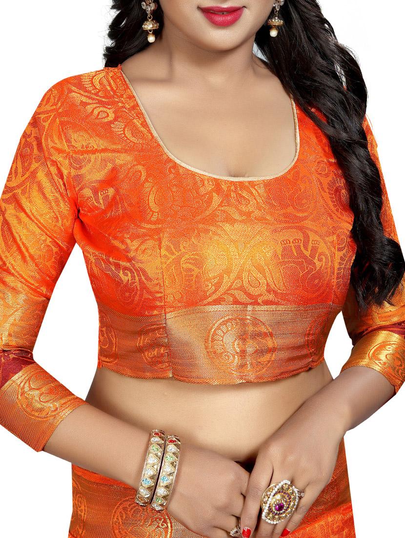 conversational zari motif banarasi saree with blouse - 15728879 - Zoom Image - 3