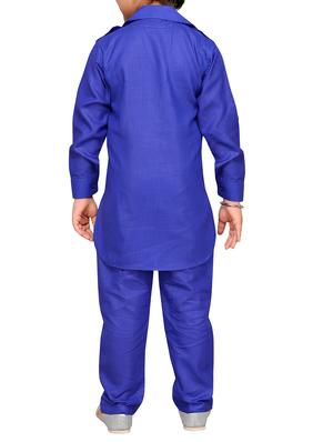 light blue cotton pathani kurta set - 15729157 - Standard Image - 3