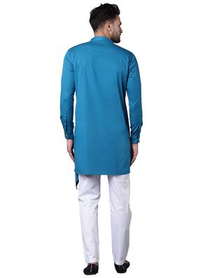 blue cotton kurta pyjama set - 15729230 - Standard Image - 3