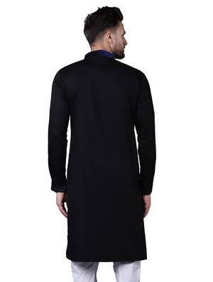 black cotton long kurta - 15729272 - Standard Image - 3