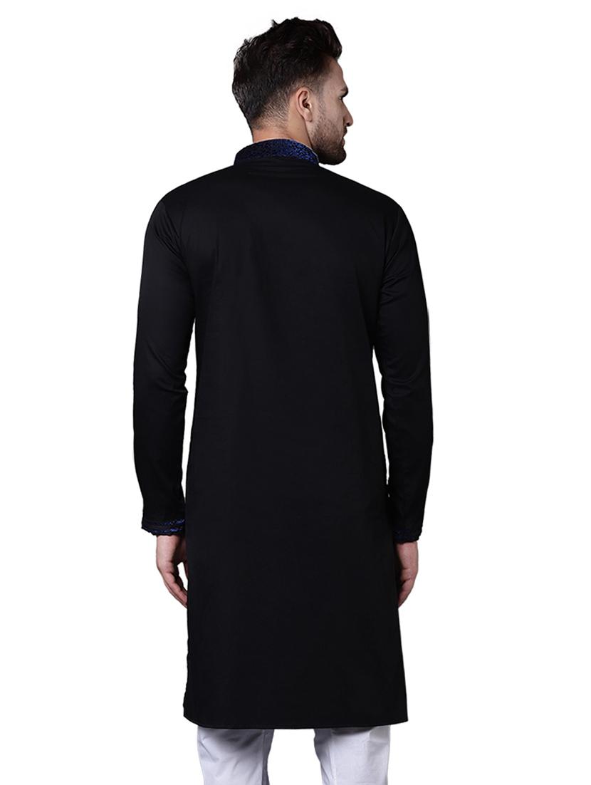 black cotton long kurta - 15729272 - Zoom Image - 3