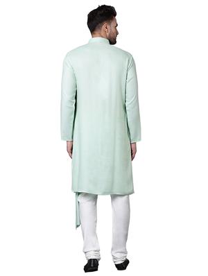 green rayon long kurta - 15729276 - Standard Image - 3