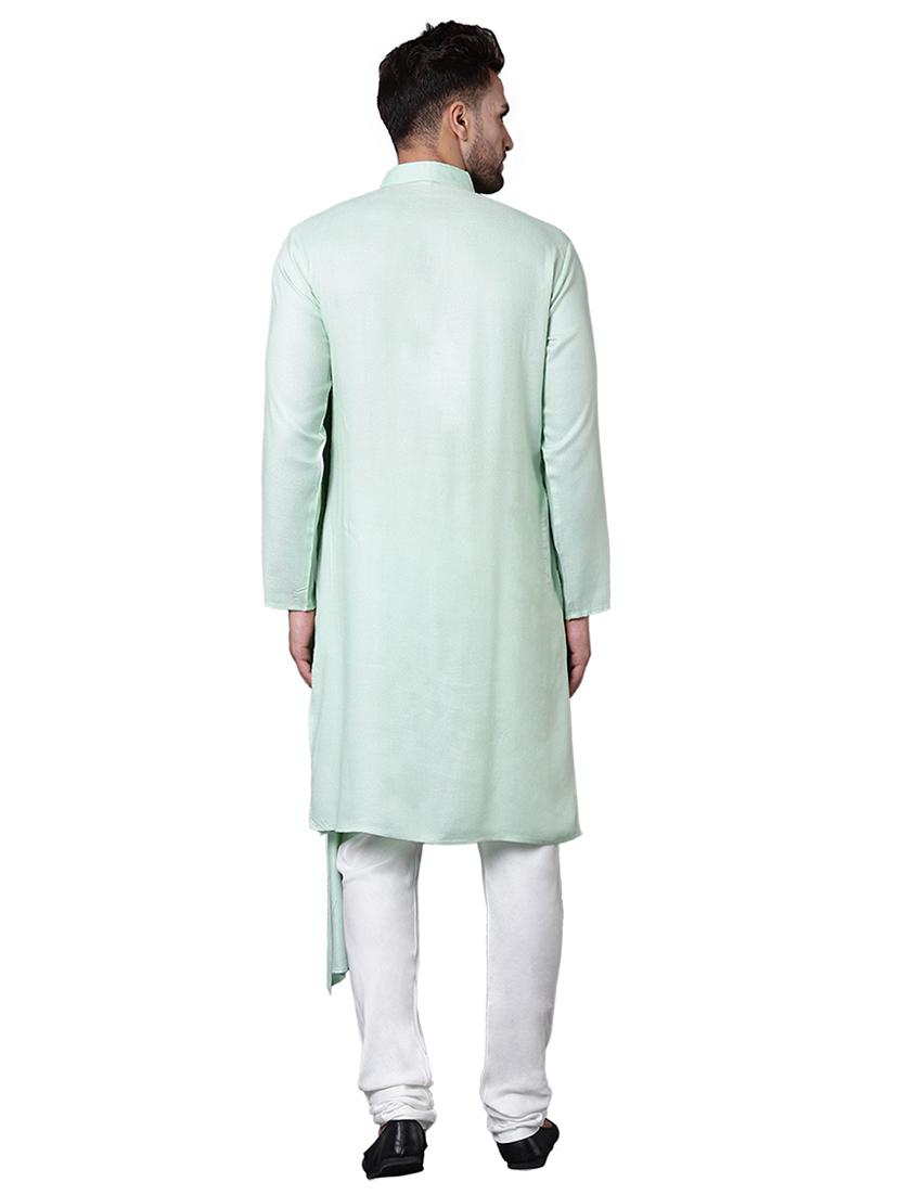 green rayon long kurta - 15729276 - Zoom Image - 3