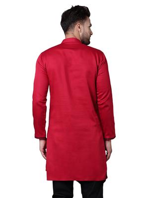 red cotton asymmetric kurta - 15729279 - Standard Image - 3