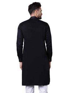 black solid asymmetric kurta - 15729282 - Standard Image - 3