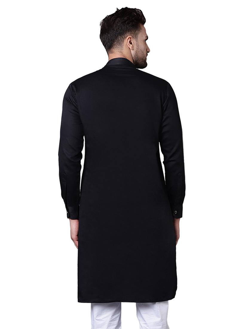 black solid asymmetric kurta - 15729282 - Zoom Image - 3