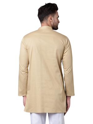 beige cotton asymmetric kurta - 15729288 - Standard Image - 3